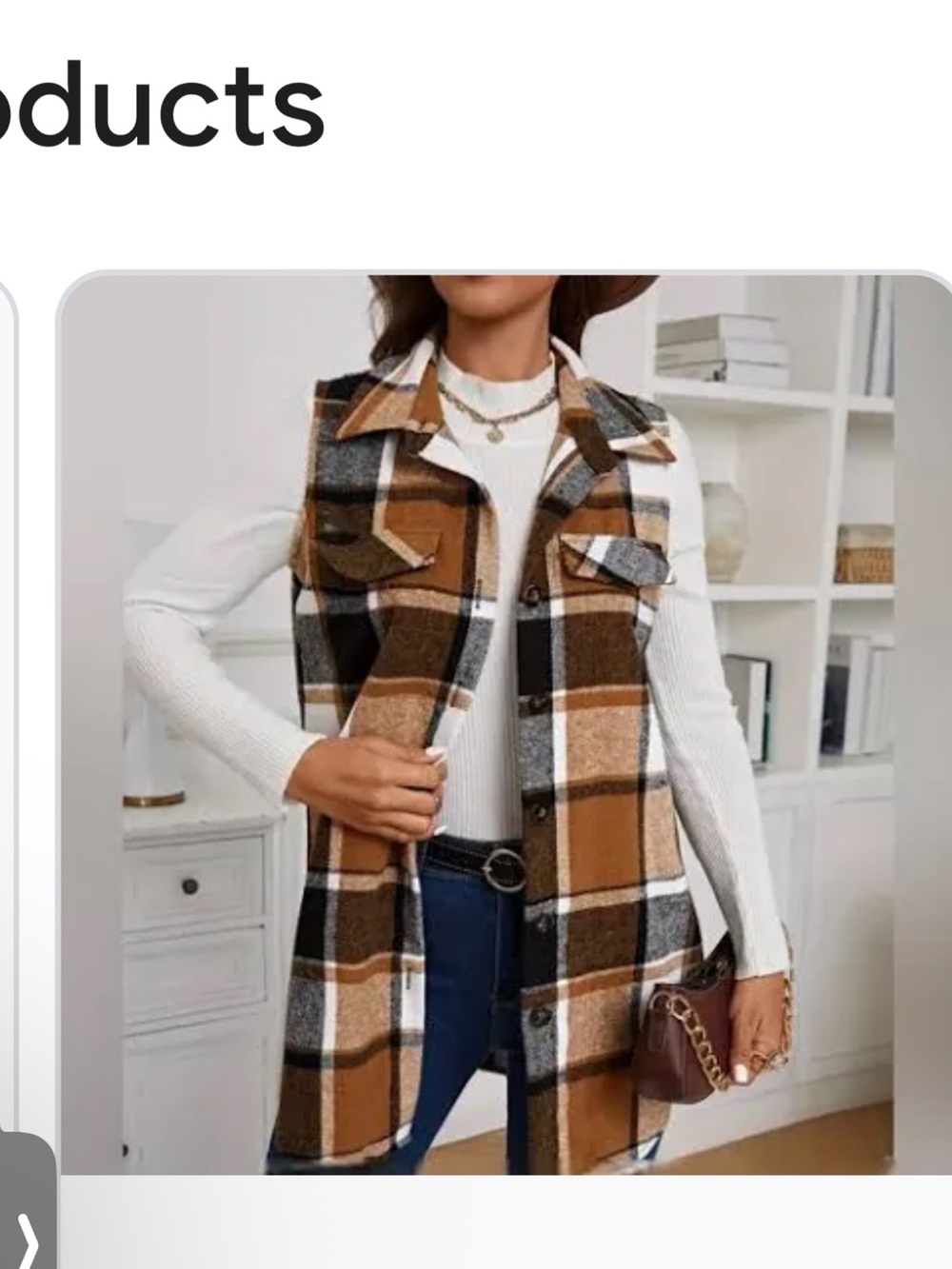 Plaid button down vest size large